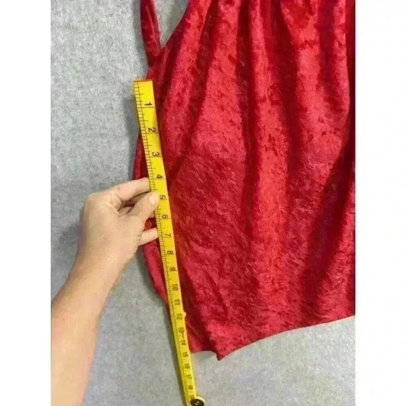 VTG Velour Sexy Red Halter Top 90s Rave Festival Y2K Asymmetrical Size M/L - Picture 11 of 14
